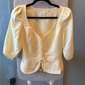 Wilfred Buttercream Yellow Lace-Up Blouse
